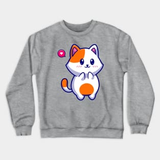 Cute Cat Shy Cartoon Crewneck Sweatshirt